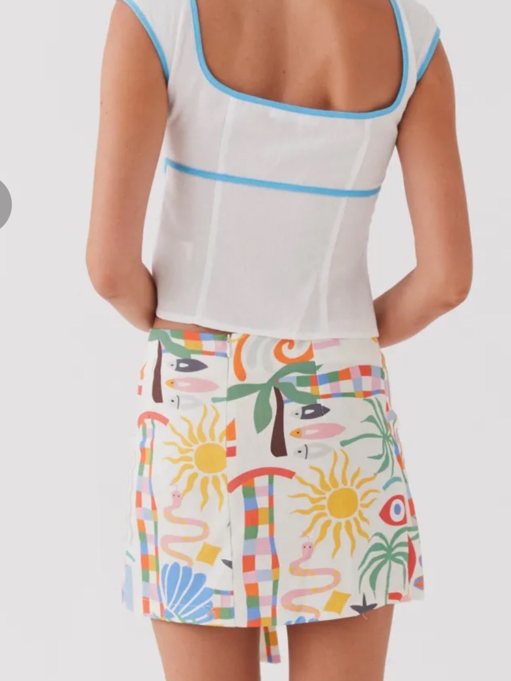 NWT PEPPERMAYO At First Light Linen Wrap Mini Skirt wrap sarong Summer Palm tie - Picture 6 of 7